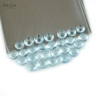 Round Cabochon 5X5MM March Birthstone Aquamarine Loose Gemstone Supplier, 25 Piece