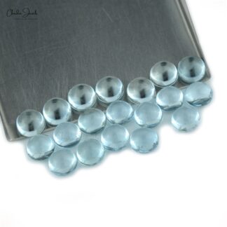 March Birthstone Aquamarine Round Cabochon 6X6MM Loose Gemstone for Sale, 19 Piece