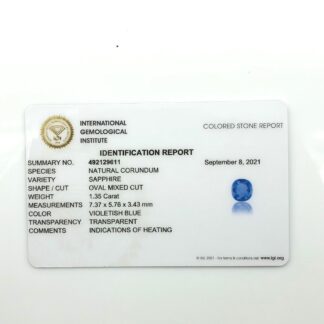 1.35 carat Super Fine Quality Blue Sapphire Oval Cut Gemstone for Making Necklaces, 1 Piece