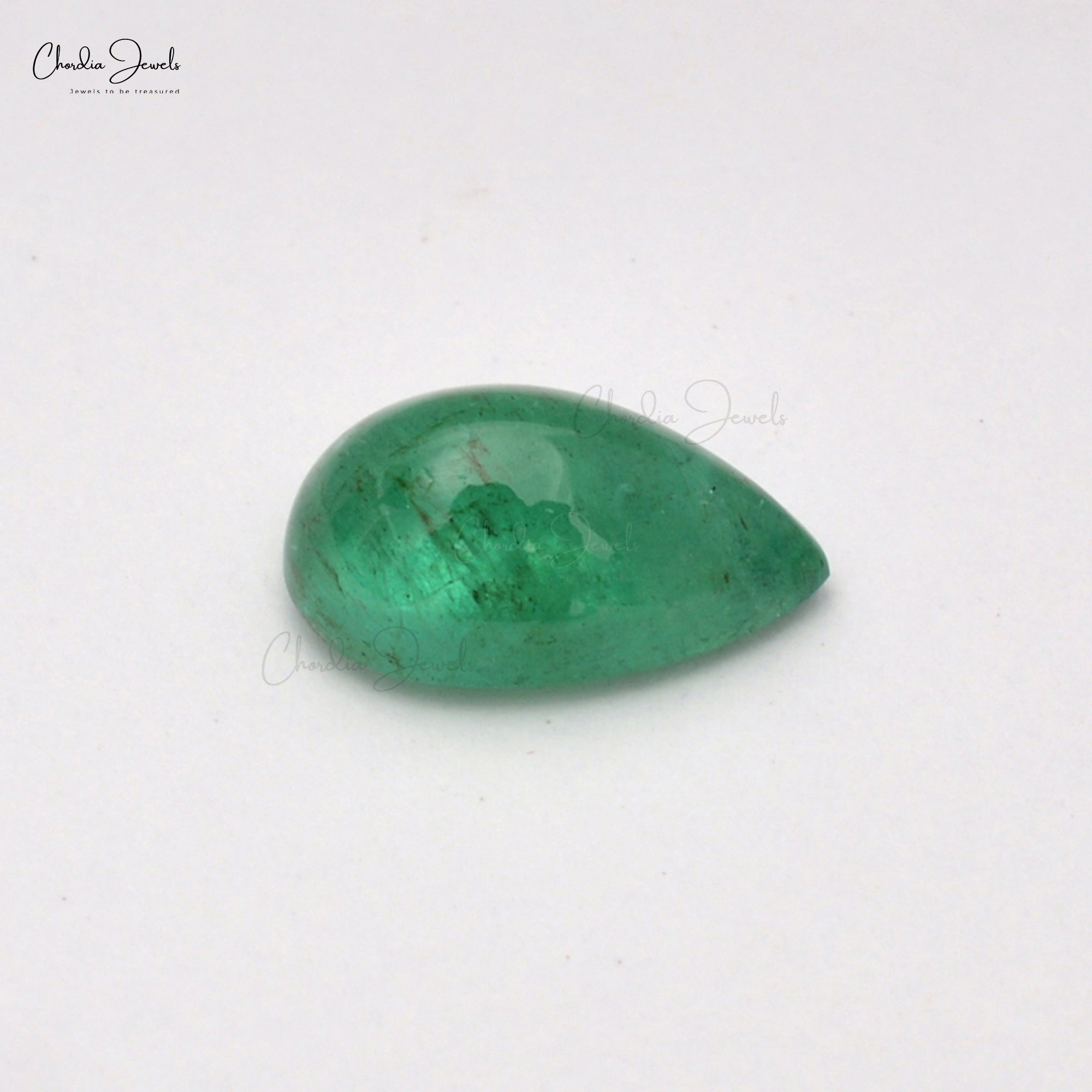 Emerald Pear Cabochon 4.65 Carat Precious Natural Loose Gemstone, 1 Piece