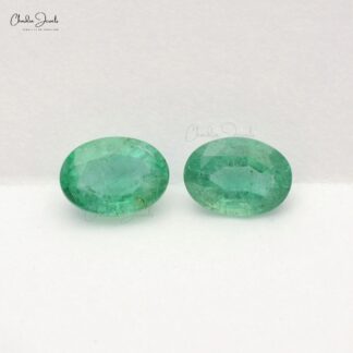 Genuine Emerald 7X5MM Oval Faceted Precious Gemstone Supplier, 2 Piece