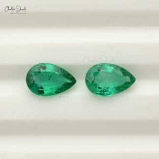 May Birthstone 8X5MM Natural Emerald Pear Cut for Making Jewelry, 2 Piece