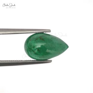 Emerald Pear Cabochon 4.65 Carat Precious Natural Loose Gemstone, 1 Piece
