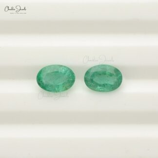 Genuine Emerald 7X5MM Oval Faceted Precious Gemstone Supplier, 2 Piece
