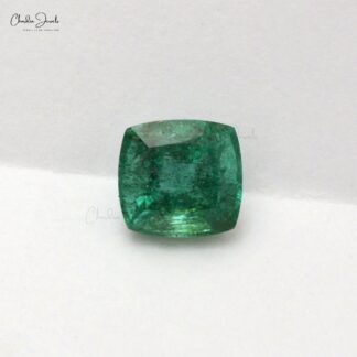 Cushion Cut 2.40 Carat Genuine Emerald Loose Gemstone for Making Rings, 1 Piece
