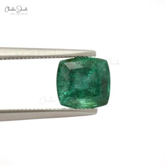 Cushion Cut 2.40 Carat Genuine Emerald Loose Gemstone for Making Rings, 1 Piece
