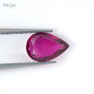 October Birthstone 2 Carat Pear Cut AAA Top Grade Rubellite Tourmaline Gemstone, 1 Piece