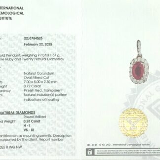 IGI Certified Halo Pendant In 14k Real White Gold Burma Ruby Diamond Pendant For Her