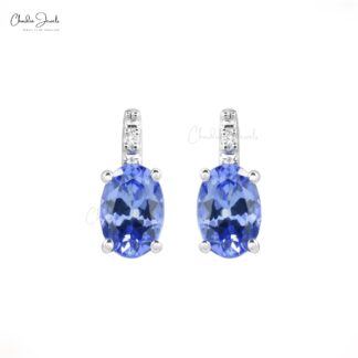 Tanzanite Diamond Stud Earrings in 14k Gold