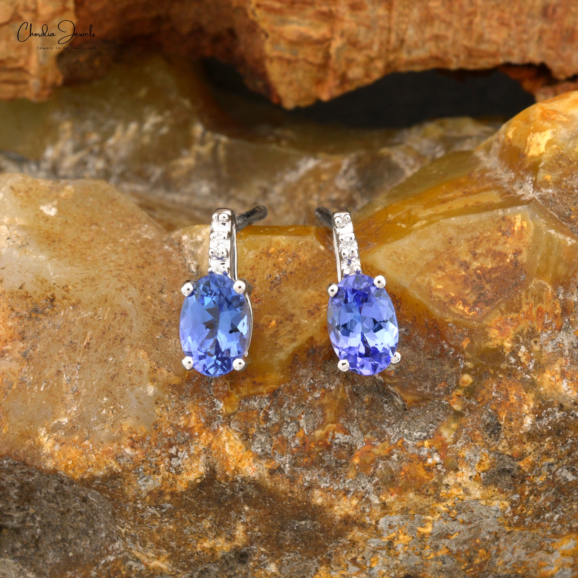Elegant Tanzanite Diamond Stud Earrings for women