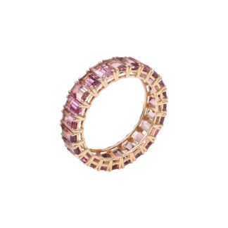 Octagon Stackable Ring In 5x3mm Pink Tourmaline 14k Rose Gold Eternity Ring Size US9