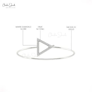 Triangle Hook Arm Band With 1.5mm G-H Diamond Pave Set In 14k Solid Gold Bracelet