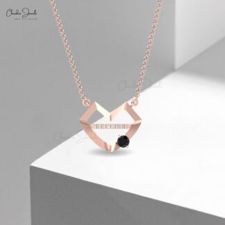 Lips Diamond Chain Necklace In Solid 14k Gold Black Diamond 4mm Round Cut Necklaces