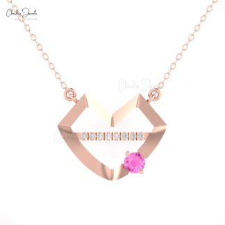 Hubb Diamond Chain Necklace With 0.38 Ct Pink Sapphire Prong Set In 14k Gold Necklaces