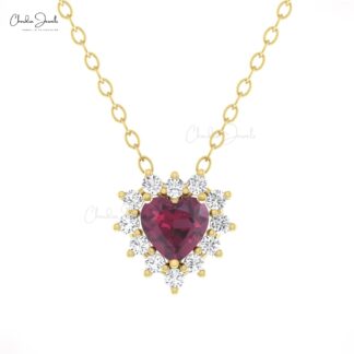 Dainty Diamond Half Halo Ring With 5mm Rhodolite Garnet 14k Real Gold Open Rings For Her
