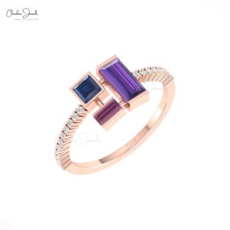 Multi Stone Cluster Ring In 14k Gold Amethyst Rhodolite Garnet And Sapphire Diamond Ring