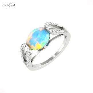 AAA Fire Opal Bypass Ring In 14k Solid Gold Diamond October Birthstone Hallmark Jewelry