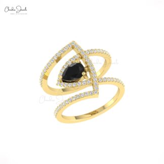 Cocktail Diamond Ring With 0.63 Ct Black Diamond Prong Set In 14k Pure Gold Unique Rings