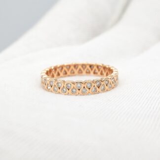 Full Eternity Stackable Ring In 14k Rose Gold Diamond 0.79 Ct Round Cut Certified Band