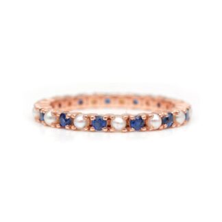 Dainty Blue Sapphire Eternity Ring for Everyday Wear