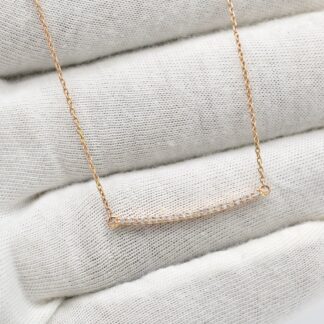 Dainty Diamond Straight Bar Necklace In 14k Rose Gold Diamond Certified Chain Necklaces