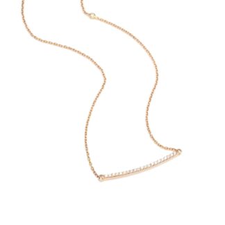 Dainty Diamond Straight Bar Necklace In 14k Rose Gold Diamond Certified Chain Necklaces