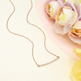 Dainty Diamond Straight Bar Necklace In 14k Rose Gold Diamond Certified Chain Necklaces