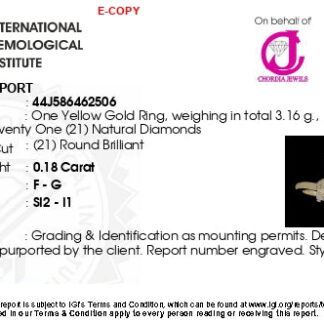 IGI Certified Snake Style Ring In 14k Yellow Gold Diamond 0.18 Ct Round Cut Unique Rings