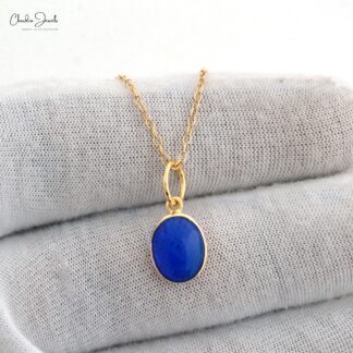 Single Stone Oval Pendant In 925 Silver Blue Opal Solitaire Necklace For Her
