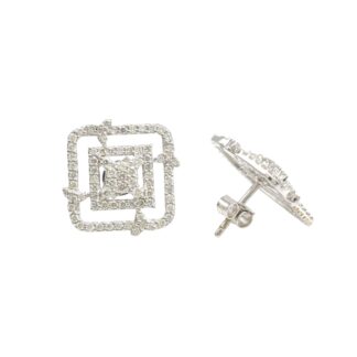 Dainty Diamond Stud Earring In 18k White Gold Diamond Certified Minimalist Earrings