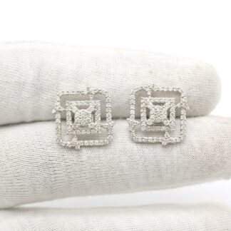 Dainty Diamond Stud Earring In 18k White Gold Diamond Certified Minimalist Earrings