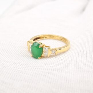 Real 18k Yellow Gold 7 Stone Ring With 7x4mm Emerald IGI Certified Diamond Wedding Rings
