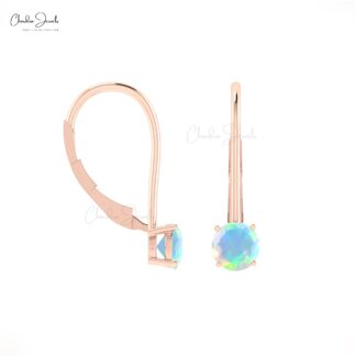 AAA Fire Opal Dangle Earrings In Solid 14k Gold October Birthstone Hallmarked Jewelry