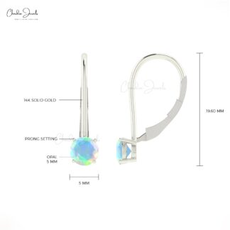 AAA Fire Opal Dangle Earrings In Solid 14k Gold October Birthstone Hallmarked Jewelry