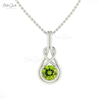 Solid 14k Gold Solitaire Pendant With 0.74 Ct Peridot Infinity Pendant For Mom