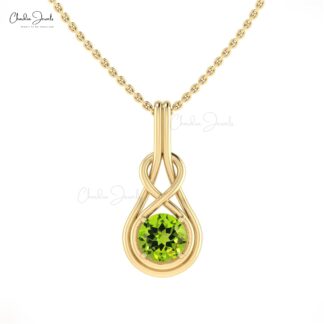 Solid 14k Gold Solitaire Pendant With 0.74 Ct Peridot Infinity Pendant For Mom
