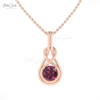 Single Stone Infinity Pendant With 0.74 Ct Rhodolite Garnet Solitaire Pendants In 14k Gold