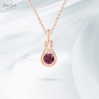 Single Stone Infinity Pendant With 0.74 Ct Rhodolite Garnet Solitaire Pendants In 14k Gold