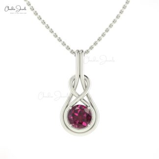 Single Stone Infinity Pendant With 0.74 Ct Rhodolite Garnet Solitaire Pendants In 14k Gold
