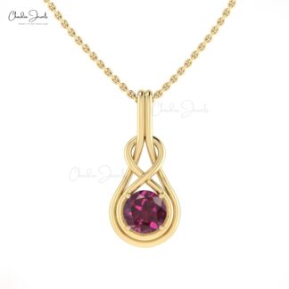 Single Stone Infinity Pendant With 0.74 Ct Rhodolite Garnet Solitaire Pendants In 14k Gold