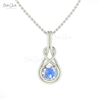 Single Stone Infinity Charm With 6mm Rainbow Moonstone 14k Real Gold Pendant