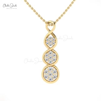 Twisted Women Pendant With 0.44 Ct G-H Diamond Pave Set In 14k Pure Gold Cluster Necklace