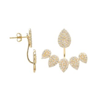 Real 14k Yellow Gold Cuff Earring With 1.3 Ct Diamond Cluster Detachable Verified Earrings