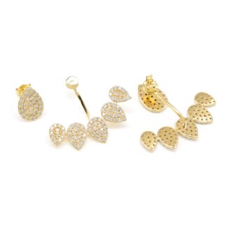 Real 14k Yellow Gold Cuff Earring With 1.3 Ct Diamond Cluster Detachable Verified Earrings