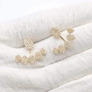 Real 14k Yellow Gold Cuff Earring With 1.3 Ct Diamond Cluster Detachable Verified Earrings