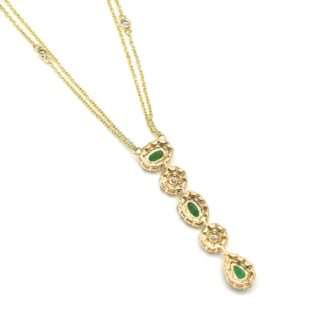 Multi Halo Diamond Necklace In 14k Yellow Gold Emerald And Diamond Verified Chain Necklaces