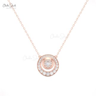 Delicate Circle Chain Necklace With 0.37 Ct White Diamond 14k Real Gold Cluster Necklaces