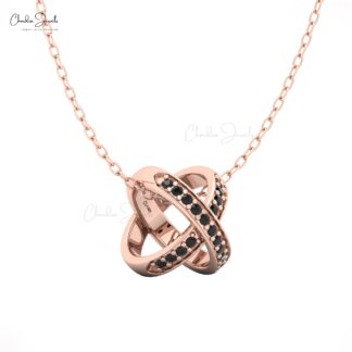 Rose Gold X Pendant Necklace with Black Diamonds