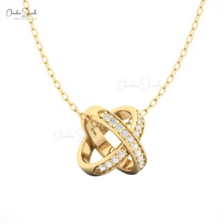 14K Gold ?X? Shaped Diamond Pendant for Women