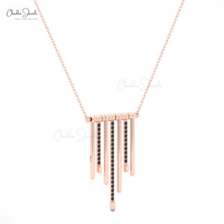 Rose Gold Multi-Bar Pendant Necklace with Black Diamonds